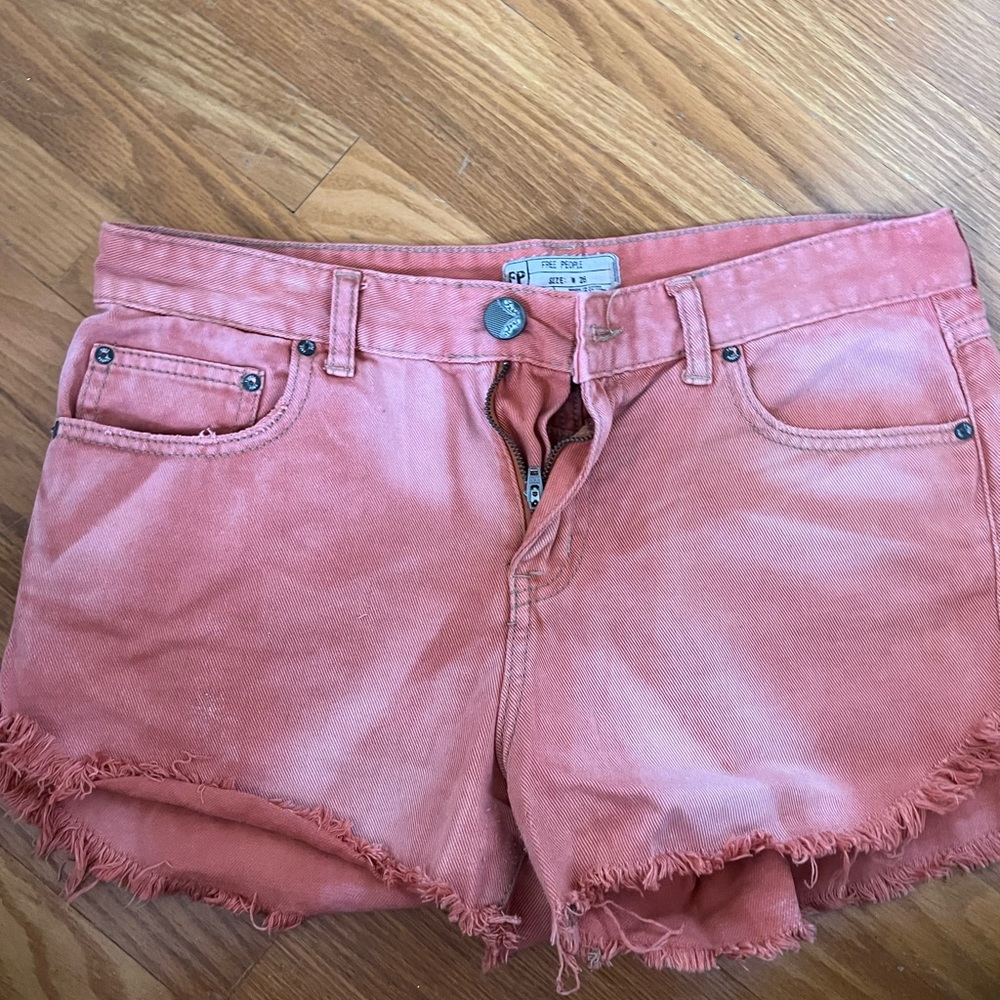 Free People Burnt Orange Jean Shorts